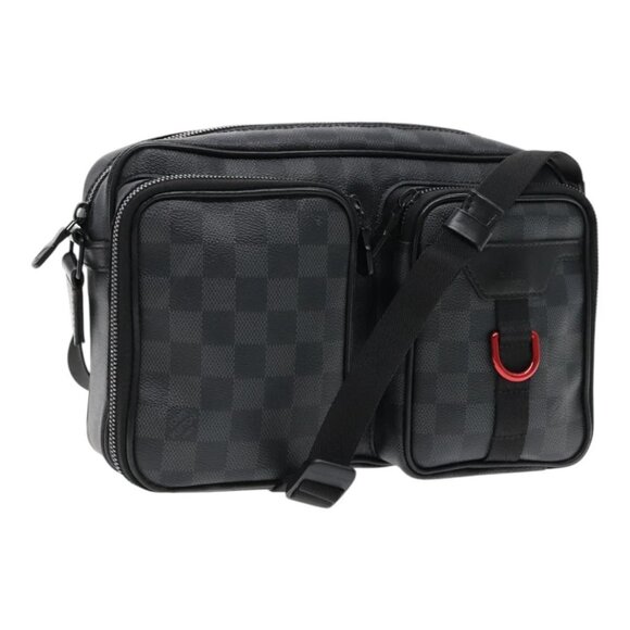 LOUIS VUITTON Damier Grafitte Utility Messenger Shoulder Bag M40280 Auth 94640A - Picture 1 of 16